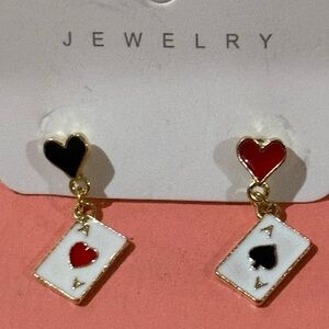 Aces Heart & Spades Card Dangle Earrings! New in package!